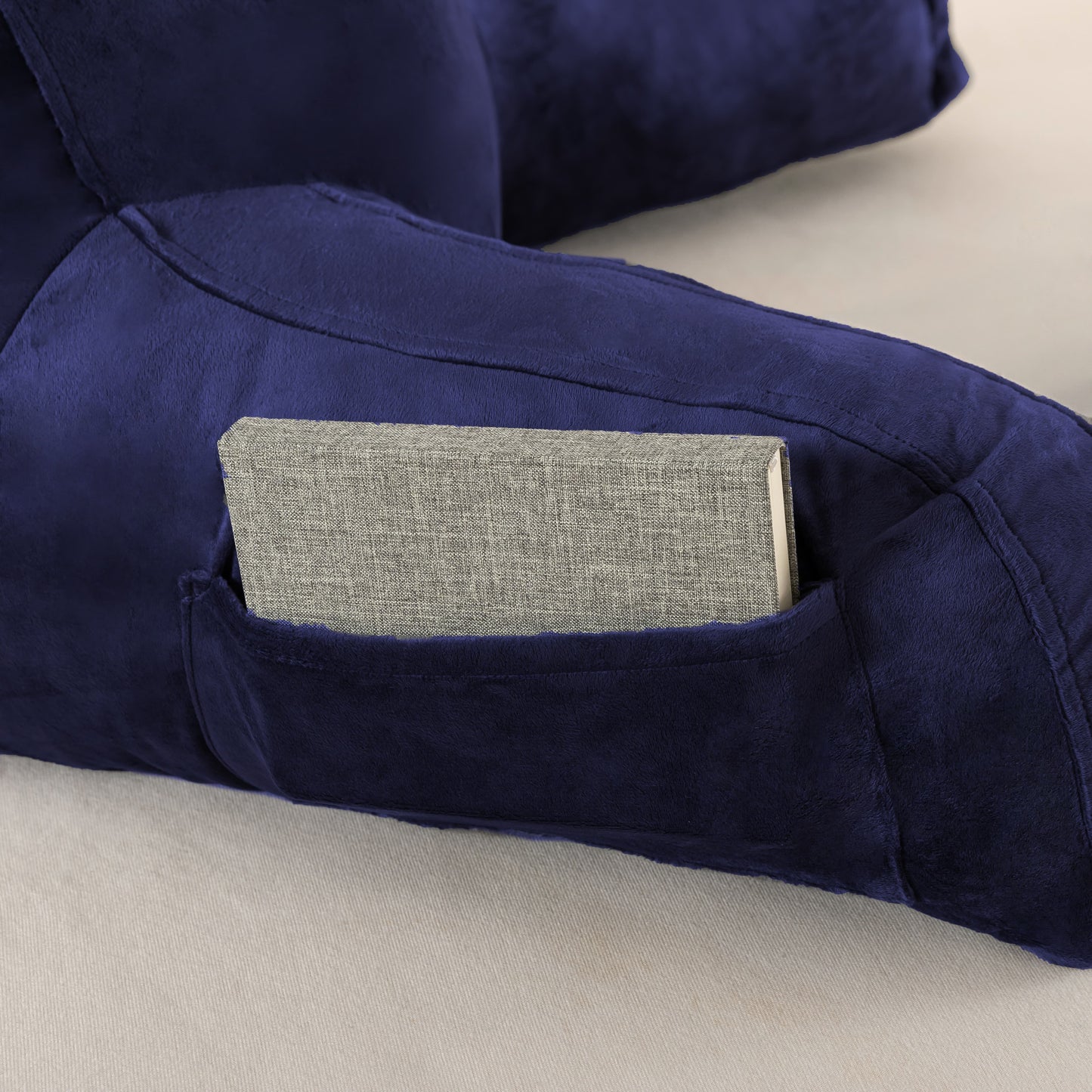 Bedtreat Backrest Reading Pillow, Back Support Pillow with Handrail, Detachable on Both Sides, Specially Designed for Reading and Relaxation(Poseidon)