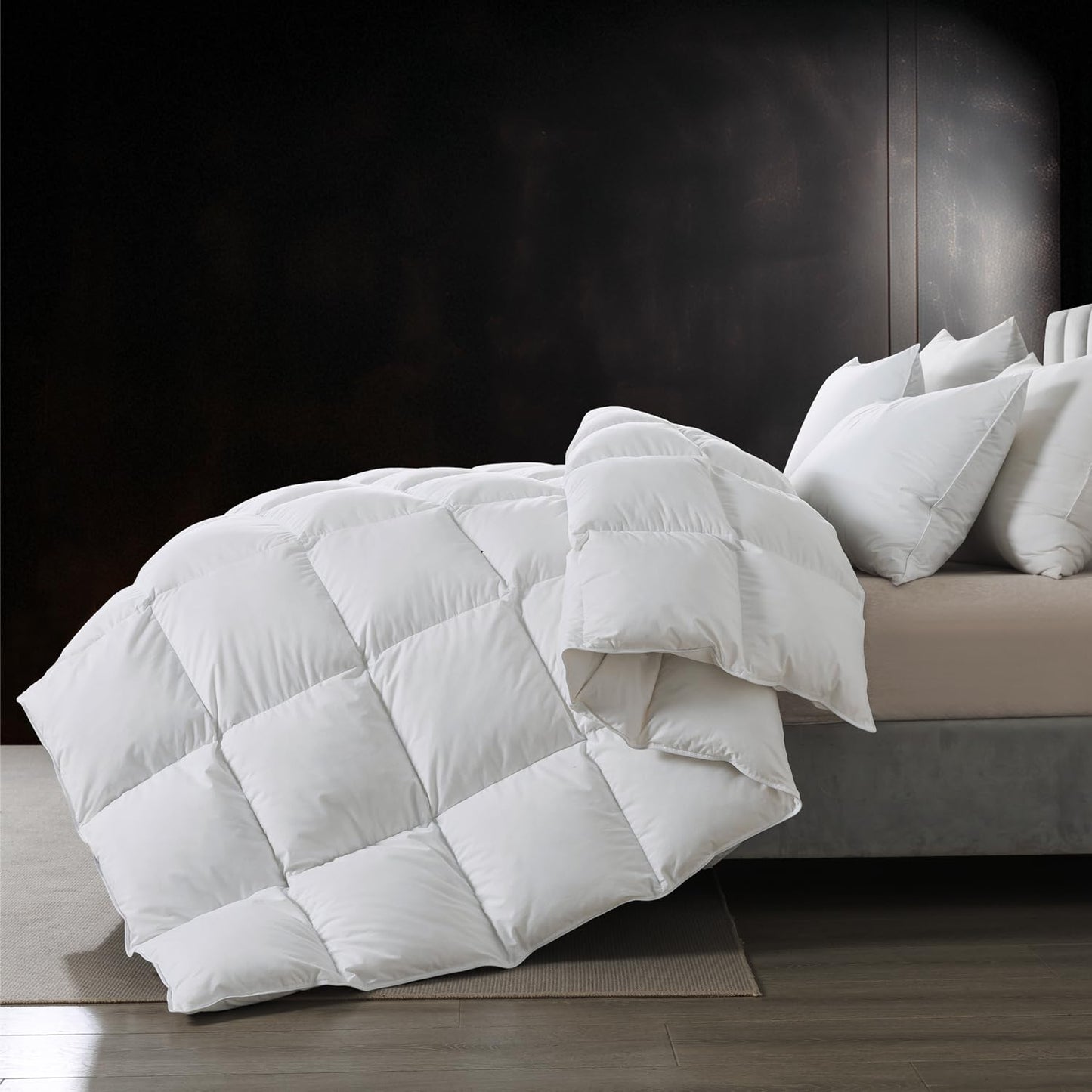 BedTreat Goose Feather Down Comforter , Luxury Hotel Bedding Comforter All Season Duvet Insert, Medium Warmth 100% Cotton Cover with Corner Tabs