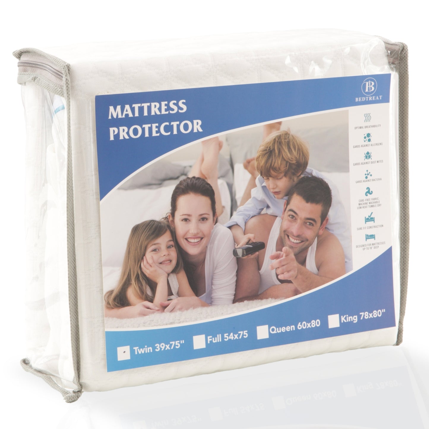 BedTreat Waterproof Mattress Protector Mattress Cover Twin Size Bed Cooling Mattress Protector White Mattress Pad Breathable Noiseless Washable Bed Mattress Cover 3D Air Fabric