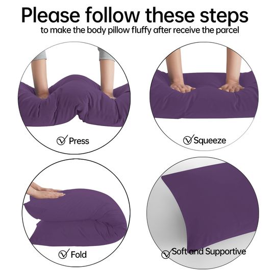 BedTreat Full Body Pillow Insert with Pillowcase for Adults,Long&Fluffy Pillow for Side Sleeper,Soft&Breathable (20X54,Purple)