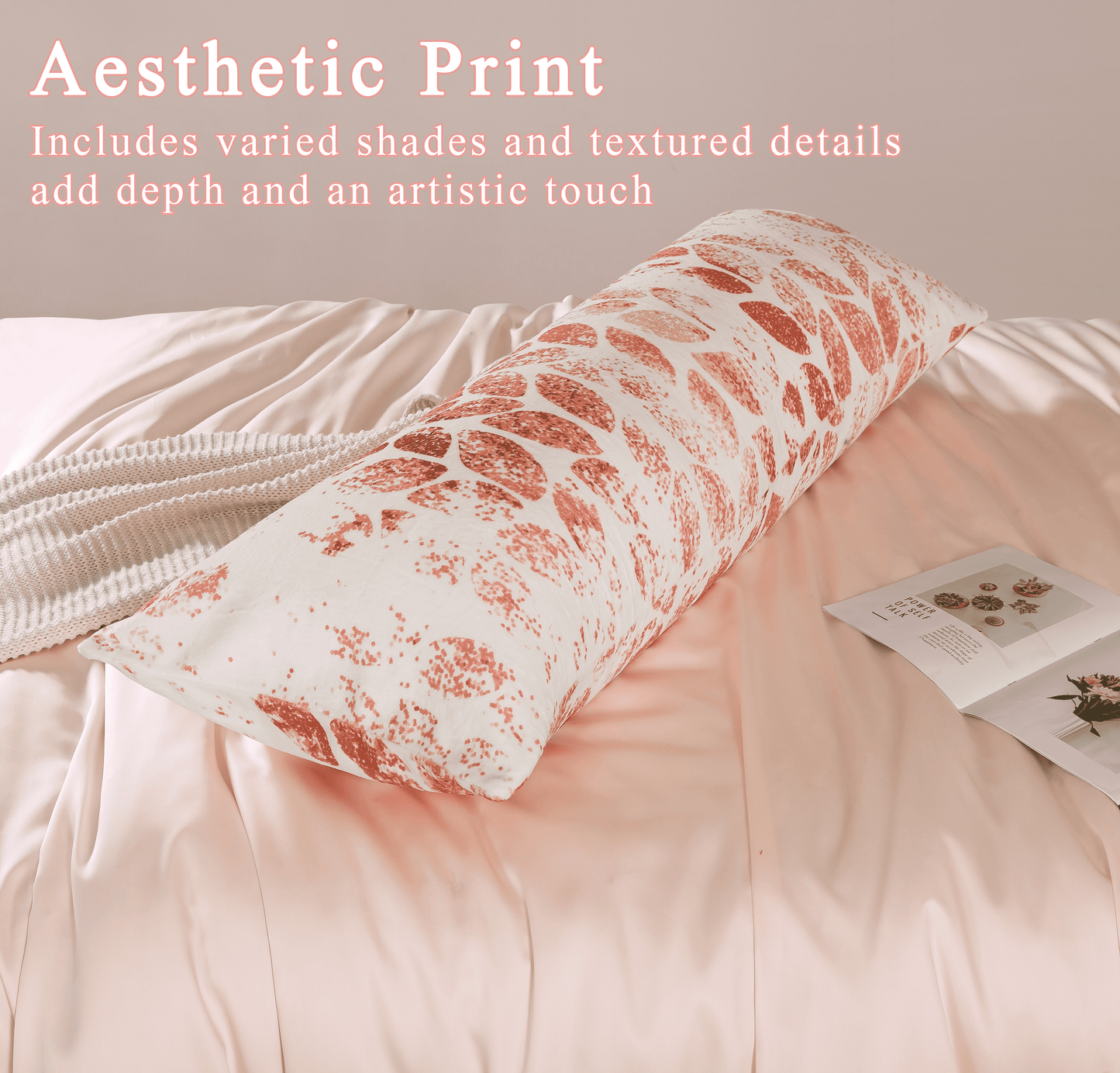 BedTreat Body Pillow with patterned pillowcase, Fluffy Body Pillow for Adults, Removable cover, Sangay , Red (20"x54")