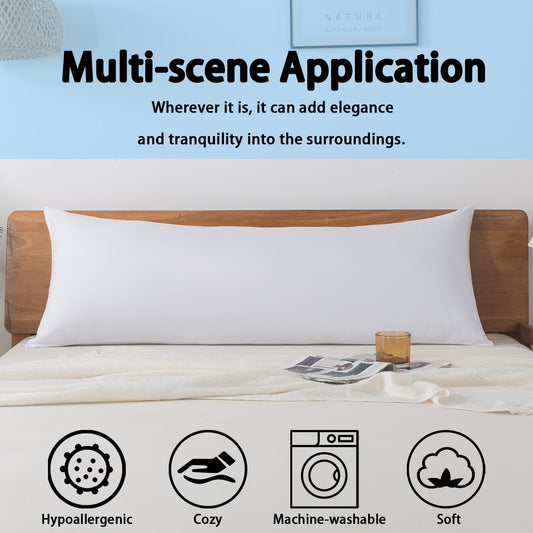 BedTreat Full Body Pillow Insert for Adults - Soft & Fluffy Body Pillow for Side Sleepers - Long & Breathable Body Pillow Insert(20 X 54,White)