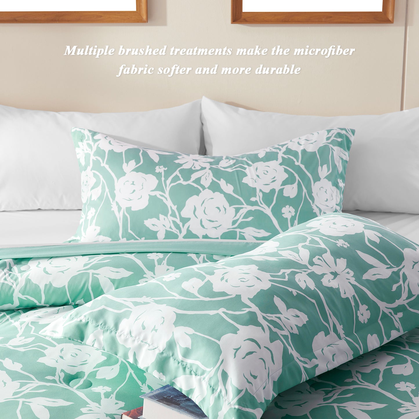 Bedtreat Comforter Sets,7-Pieces Reversible Bedding Sets,Bed in a Bag with Comforter,Flat Sheet and Fitted Sheet,Pillowcases & Shams,Shangri-La,Ocean Wave