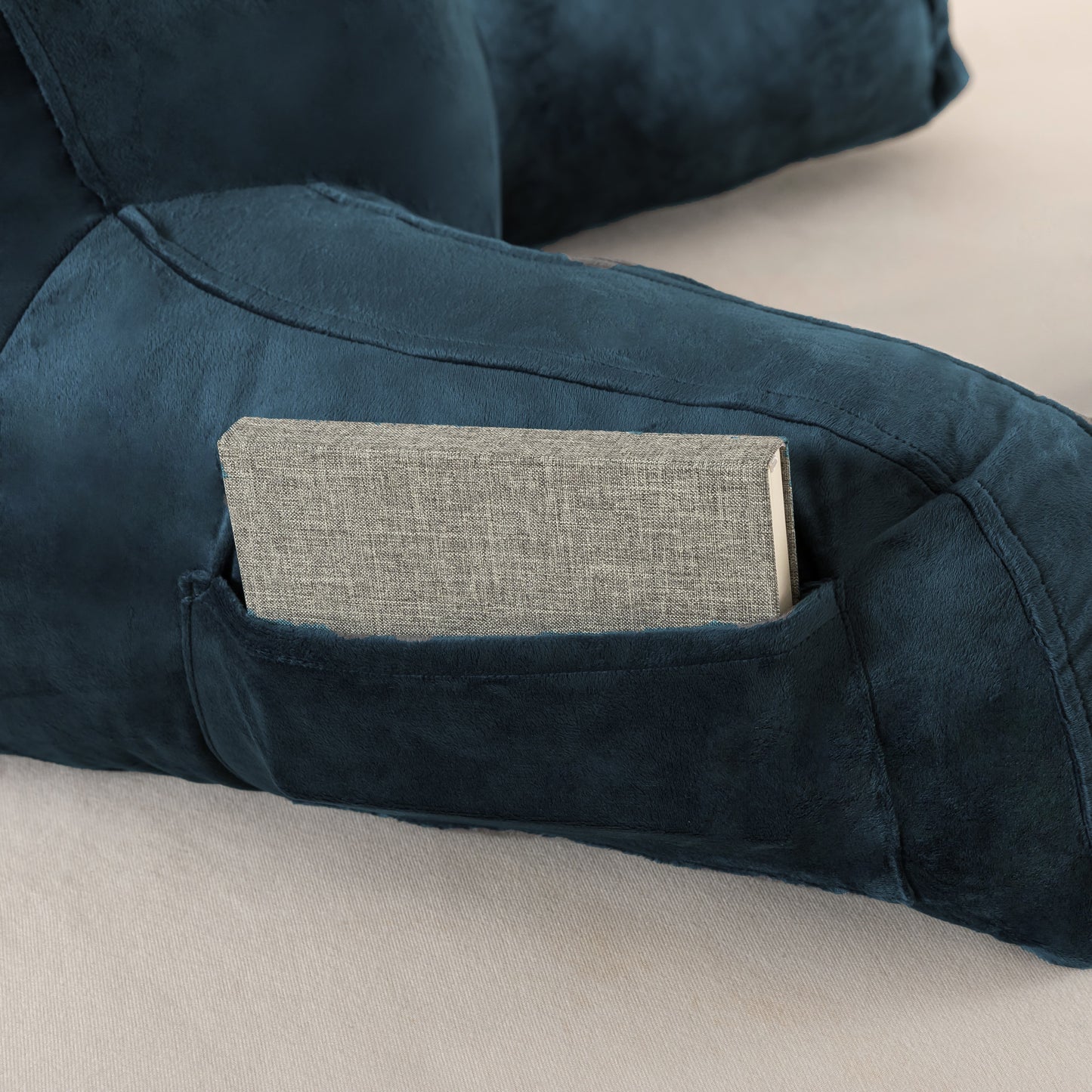 Bedtreat Backrest Reading Pillow, Back Support Pillow with Handrail, Detachable on Both Sides, Specially Designed for Reading and Relaxation(Neptune)