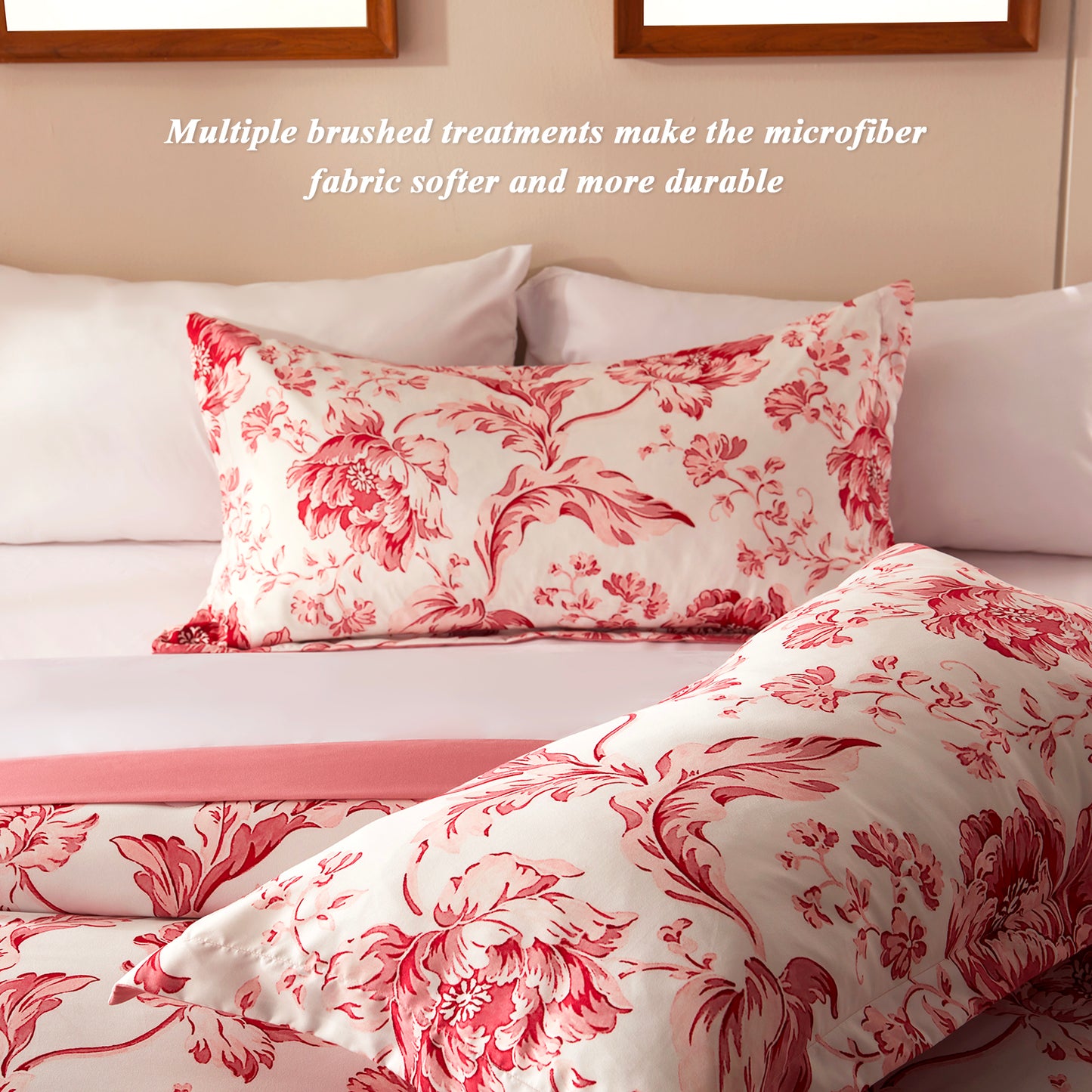 Bedtreat Comforter Sets,7-Pieces Reversible Bedding Sets,Bed in a Bag with Comforter,Flat Sheet and Fitted Sheet,Pillowcases & Shams,Lisse,Mauveglow