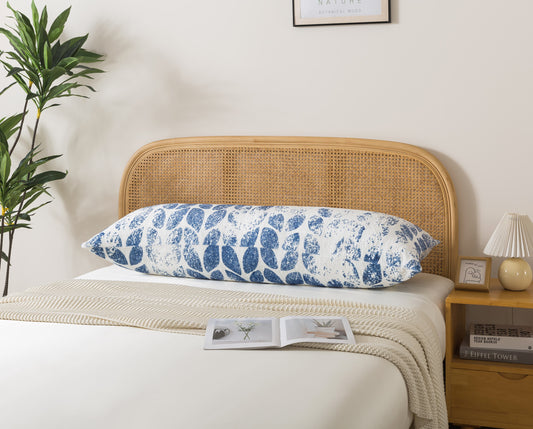 BedTreat Body Pillow with patterned pillowcase, Fluffy Body Pillow for Adults, Removable cover, Sangay , Blue (20"x54")