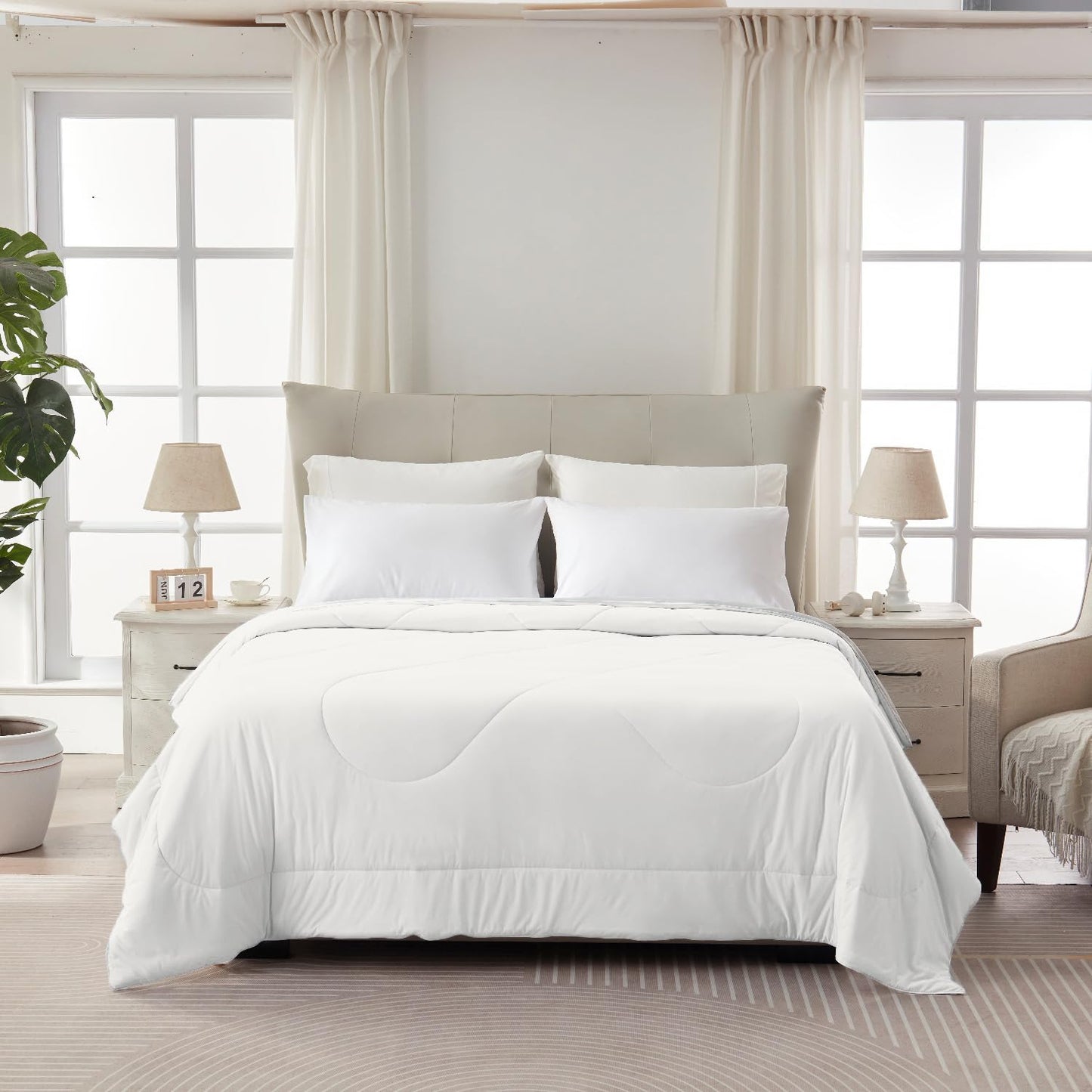 BedTreat Cooling Comforter Cool Comforters for Hot Sleepers Cooling Blanket Breathable Comforter Summer Bedding White