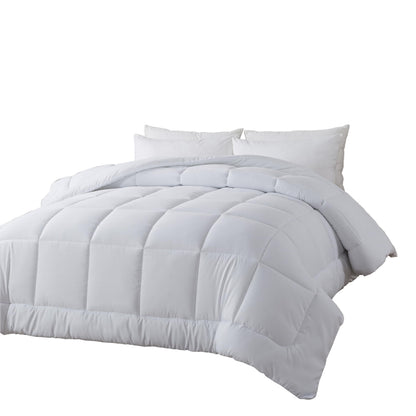 BedTreat Down Alternative Comforter with Corner Tabs - All Season Quilted 240 GSM White Comforter, Machine Washable Microfiber Bedding
