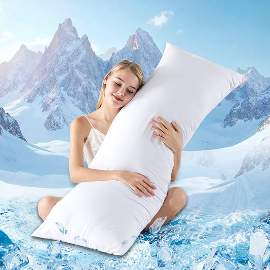 BedTreat Full Cooling Body Pillow for Adults -  Soft & Hypoallergenic Body Support for Side Sleepers - Durable &  Machine Washable with Reversible Cooling Cover（20 X 54, White)