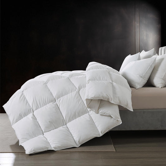 BedTreat Goose Feather Down Comforter , Luxury Hotel Bedding Comforter All Season Duvet Insert, Medium Warmth 100% Cotton Cover with Corner Tabs