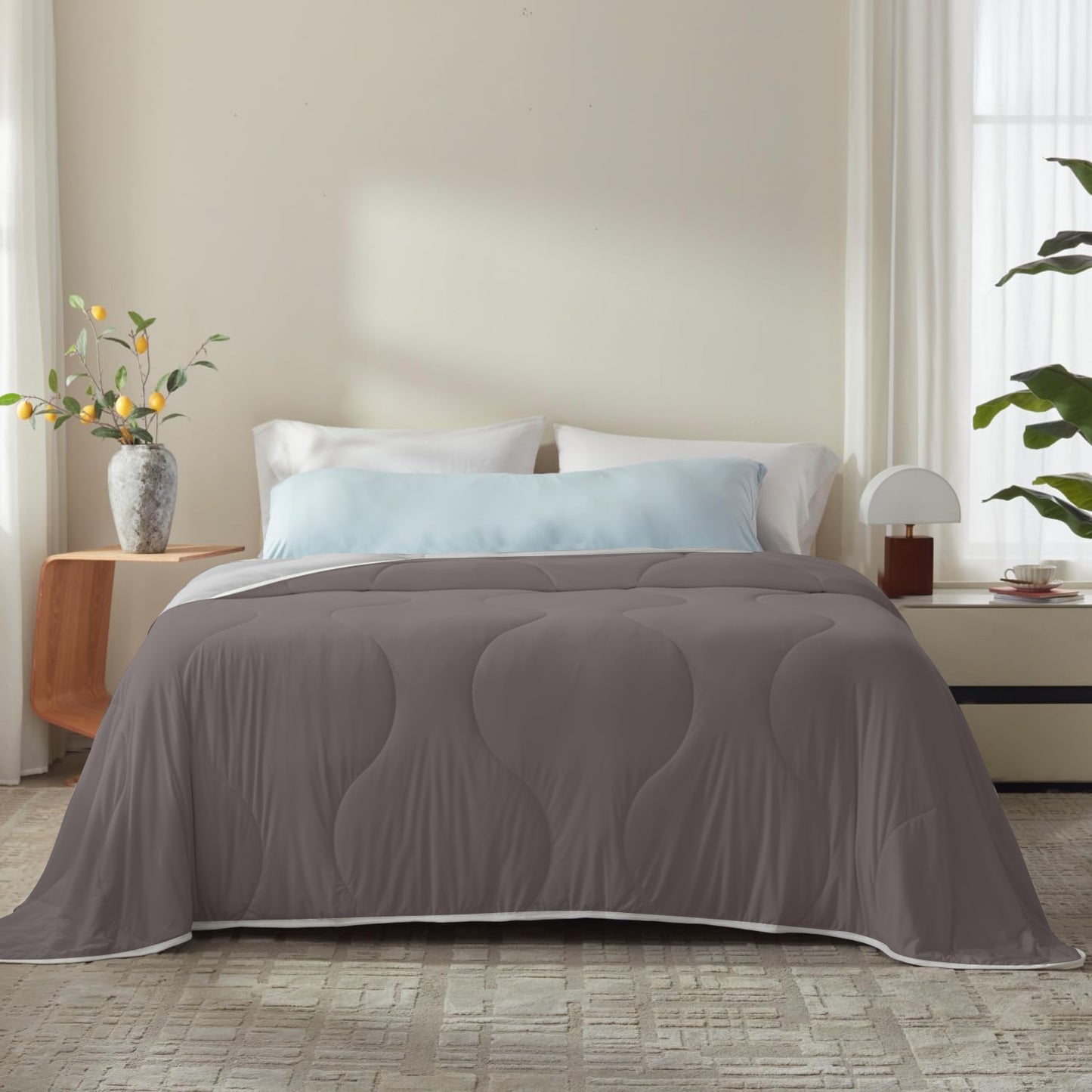 BedTreat Cooling Comforter Dark Gray/Light Gray Reversible, Lightweight Breathable Summer Bedding for Hot Sleepers & Night Sweats