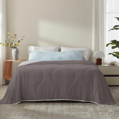 BedTreat Cooling Comforter Dark Gray/Light Gray Reversible, Lightweight Breathable Summer Bedding for Hot Sleepers & Night Sweats