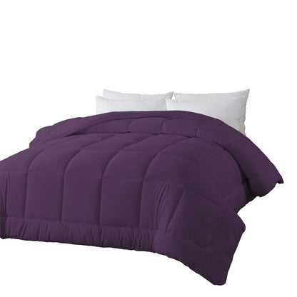 BedTreat Down Alternative Comforter with Corner Tabs - All Season Quilted Twin Size 240 GSM Purple Comforter, Machine Washable Microfiber Bedding
