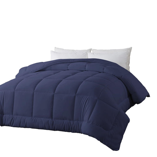 BedTreat Down Alternative Comforter with Corner Tabs - All Season Quilted 240 GSM Blue Comforter, Machine Washable Microfiber Bedding