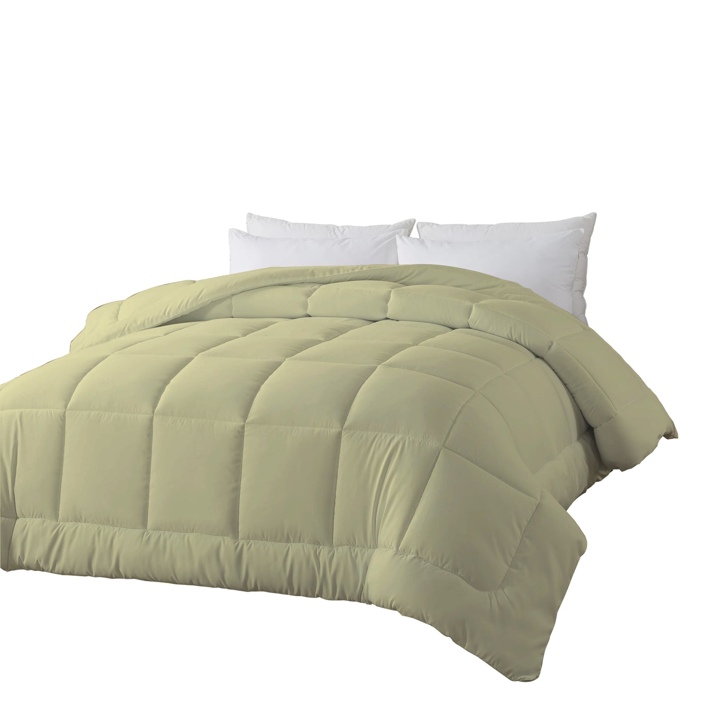 BedTreat Down Alternative Comforter with Corner Tabs - All Season Quilted 240 GSM Light Green Comforter, Machine Washable Microfiber Bedding