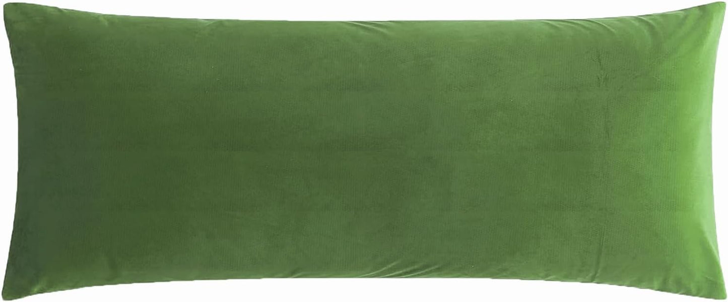 BedTreat Full Body Pillow Insert with Pillowcase for Adults,Long&Fluffy Pillow for Side Sleeper,Soft&Breathable (20X54,Green)