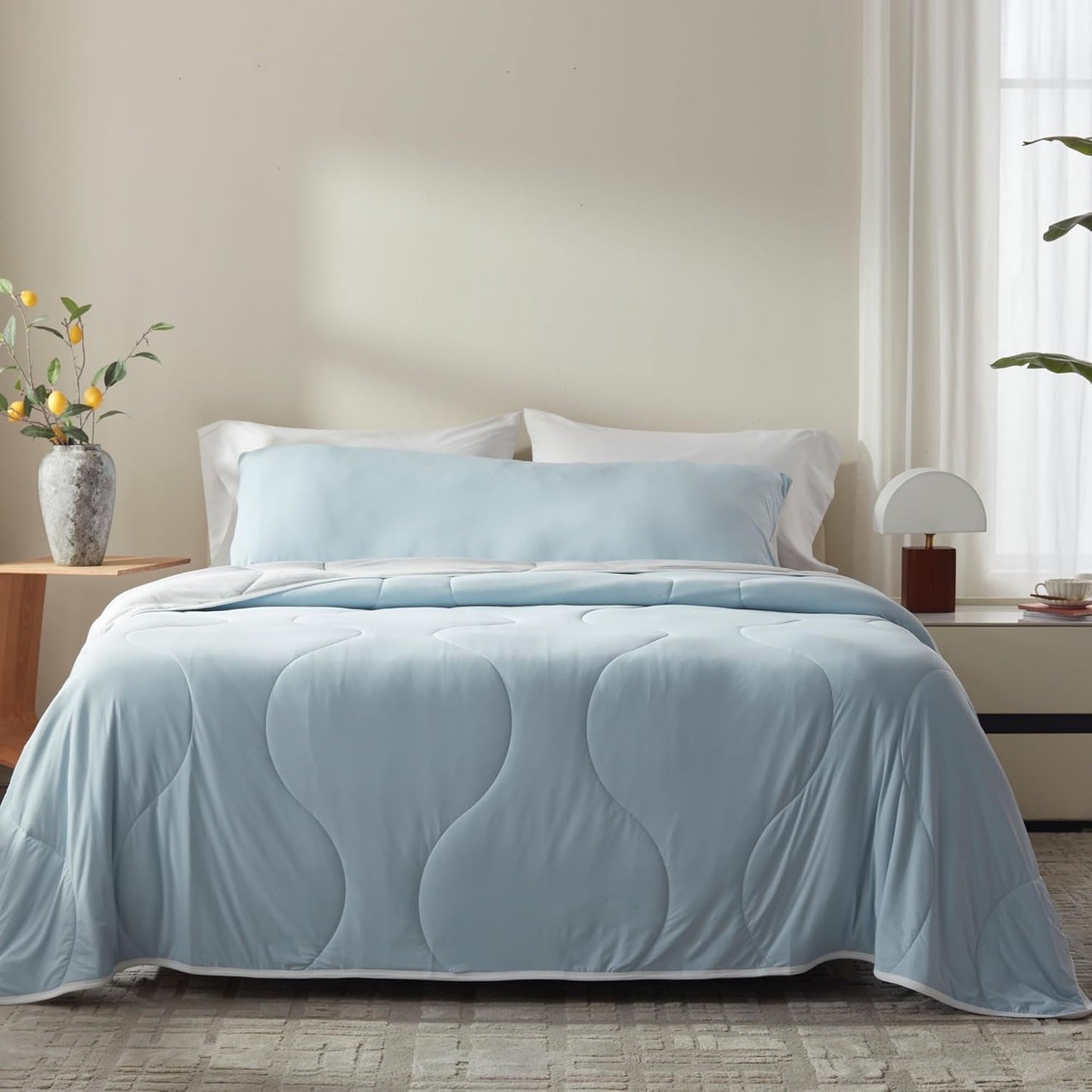 BedTreat Cooling Comforter Blue/Gray Reversible, Lightweight Breathable Summer Bedding for Hot Sleepers & Night Sweats