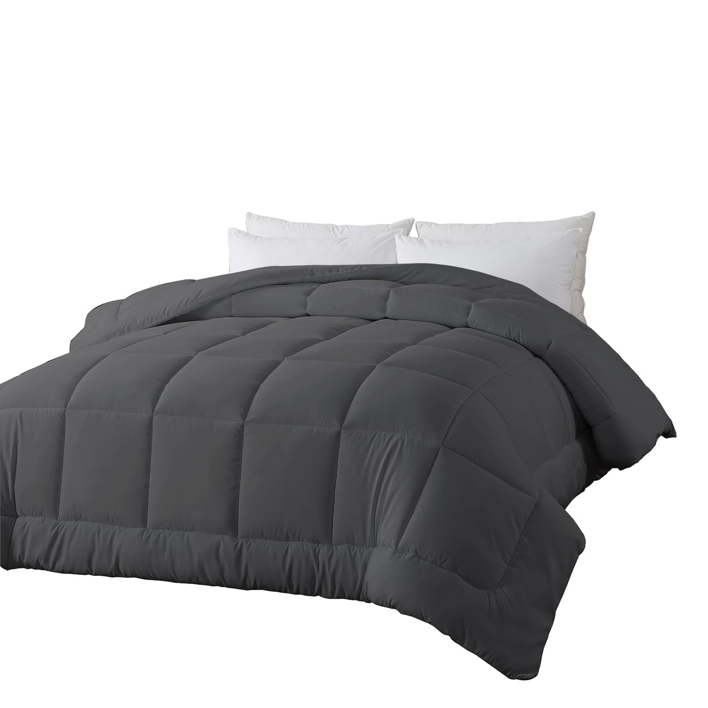 BedTreat Down Alternative Comforter with Corner Tabs - All Season Quilted 240 GSM Grey Comforter, Machine Washable Microfiber Bedding