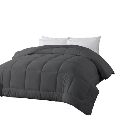 BedTreat Down Alternative Comforter with Corner Tabs - All Season Quilted 240 GSM Grey Comforter, Machine Washable Microfiber Bedding