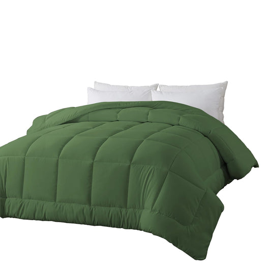 BedTreat Down Alternative Comforter with Corner Tabs - All Season Quilted 240 GSM Green Comforter, Machine Washable Microfiber Bedding