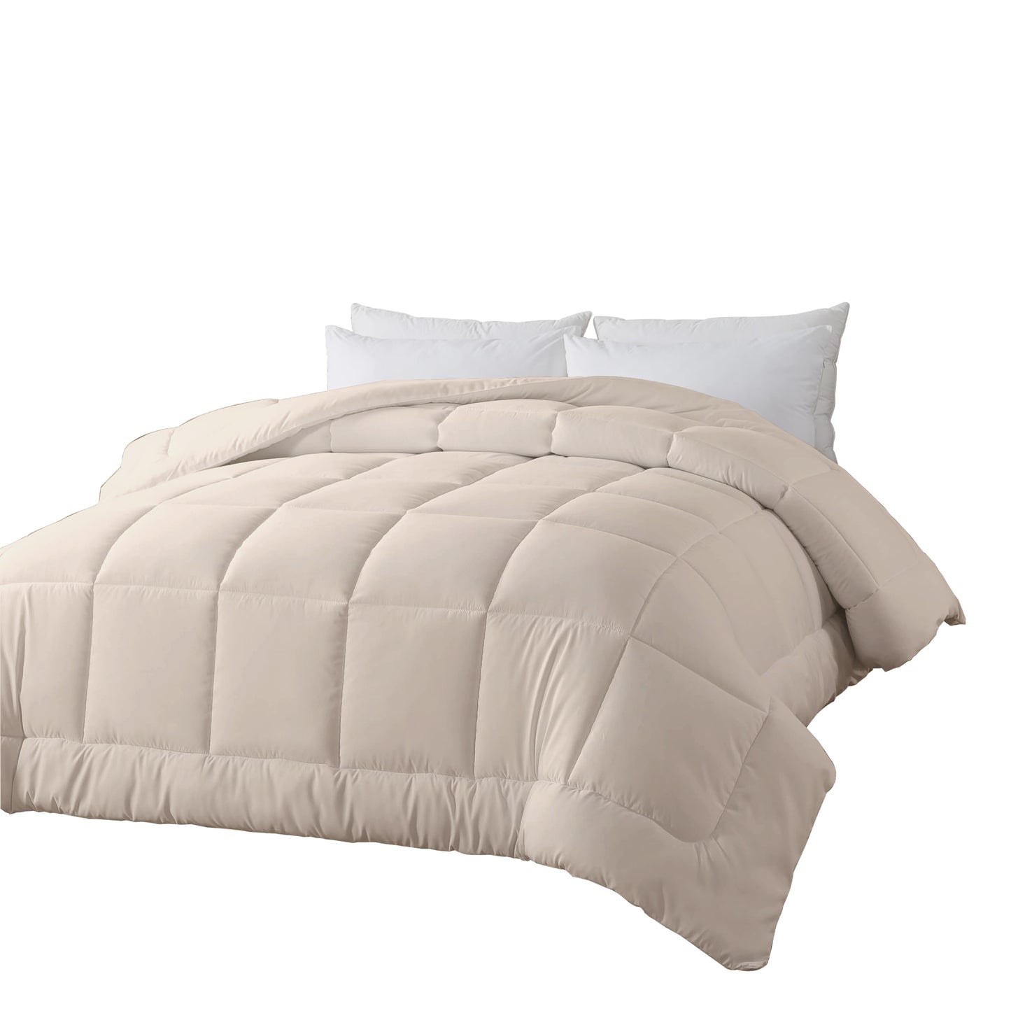 BedTreat Down Alternative Comforter with Corner Tabs - All Season Quilted 240 GSM Sand Dollar Comforter, Machine Washable Microfiber Bedding