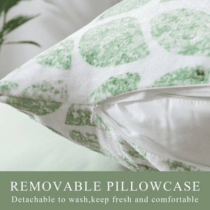 BedTreat Body Pillow with patterned pillowcase, Fluffy Body Pillow for Adults, Removable cover, Sangay , Green (20"x54")