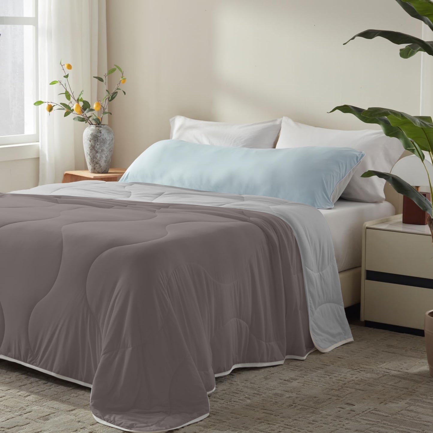 BedTreat Cooling Comforter Dark Gray/Light Gray Reversible, Lightweight Breathable Summer Bedding for Hot Sleepers & Night Sweats