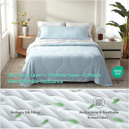 BedTreat Cooling Comforter Blue/Gray Reversible, Lightweight Breathable Summer Bedding for Hot Sleepers & Night Sweats