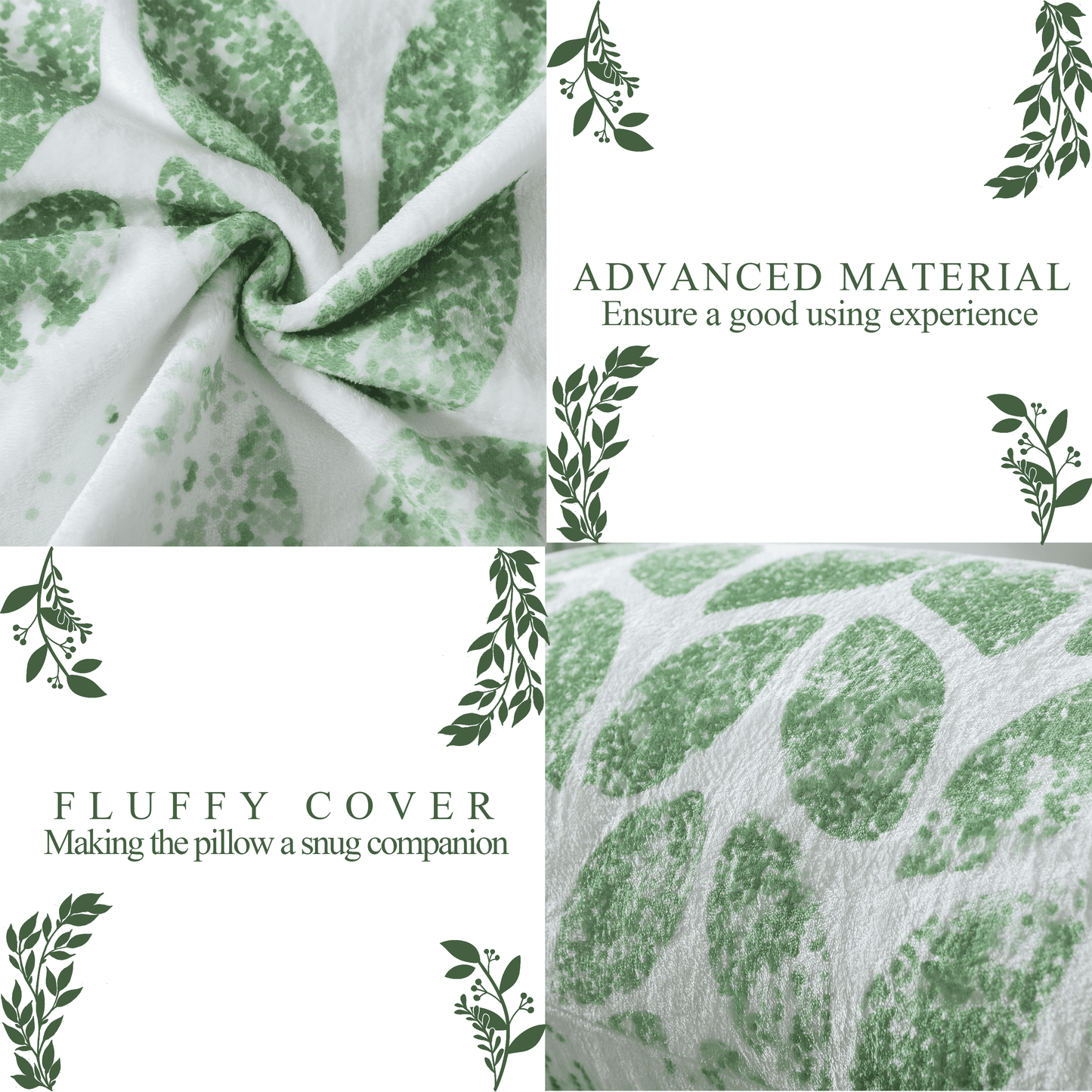 BedTreat Body Pillow with patterned pillowcase, Fluffy Body Pillow for Adults, Removable cover, Sangay , Green (20"x54")