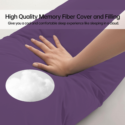 BedTreat Full Body Pillow Insert with Pillowcase for Adults,Long&Fluffy Pillow for Side Sleeper,Soft&Breathable (20X54,Purple)