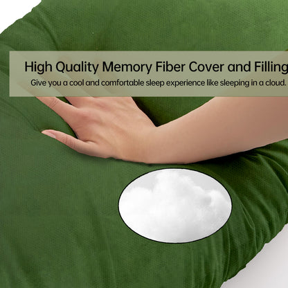 BedTreat Full Body Pillow Insert with Pillowcase for Adults,Long&Fluffy Pillow for Side Sleeper,Soft&Breathable (20X54,Green)