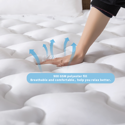 BedTreat 2" Mattress Topper for Back Pain, Breathable Mattress Pad Cover,Wave Diamond Quilted Mattress Protector Cover with 8-21" Deep Elastic Pocket