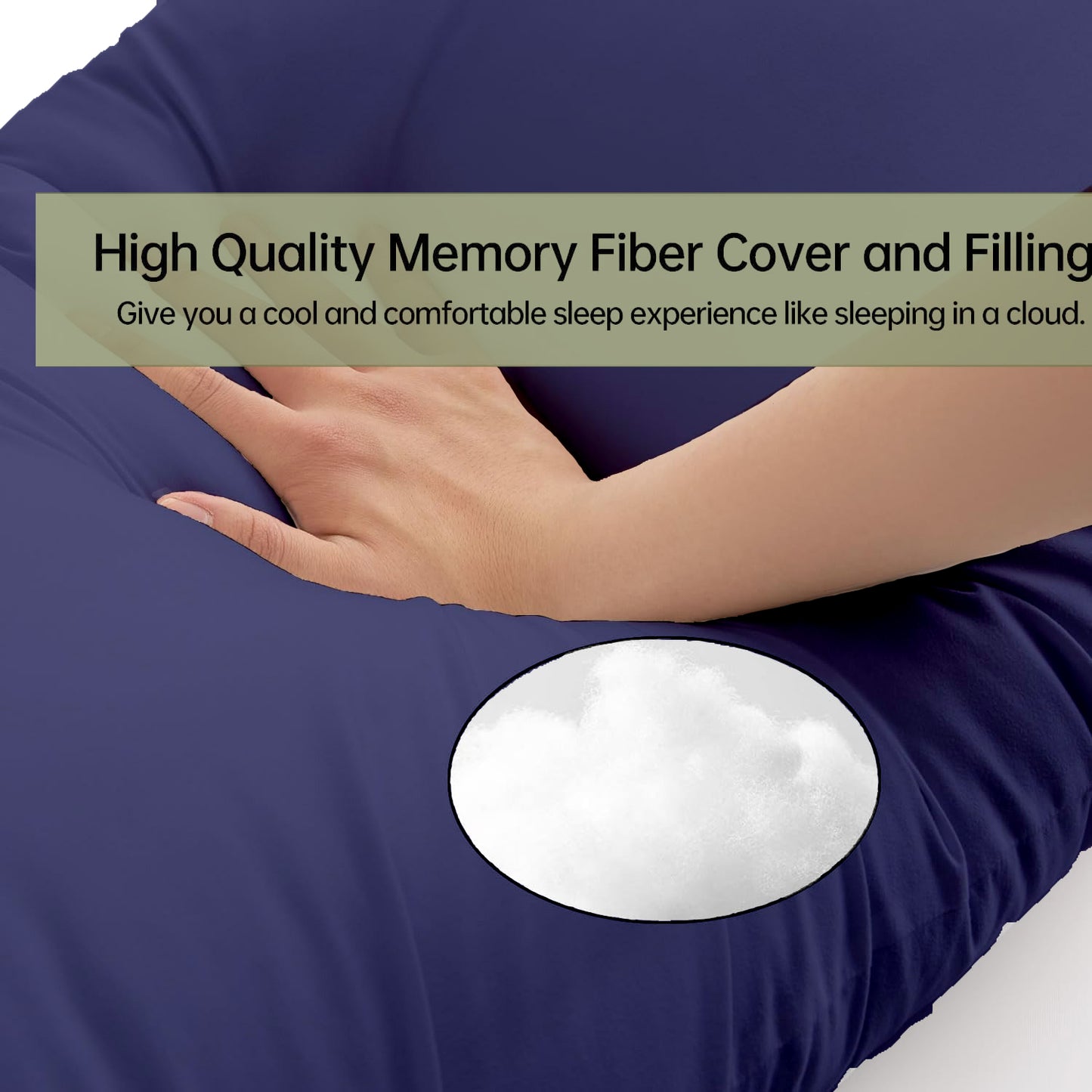BedTreat Full Body Pillow Insert with Pillowcase for Adults,Long&Fluffy Pillow for Side Sleeper,Soft&Breathable (20X54,Blue)
