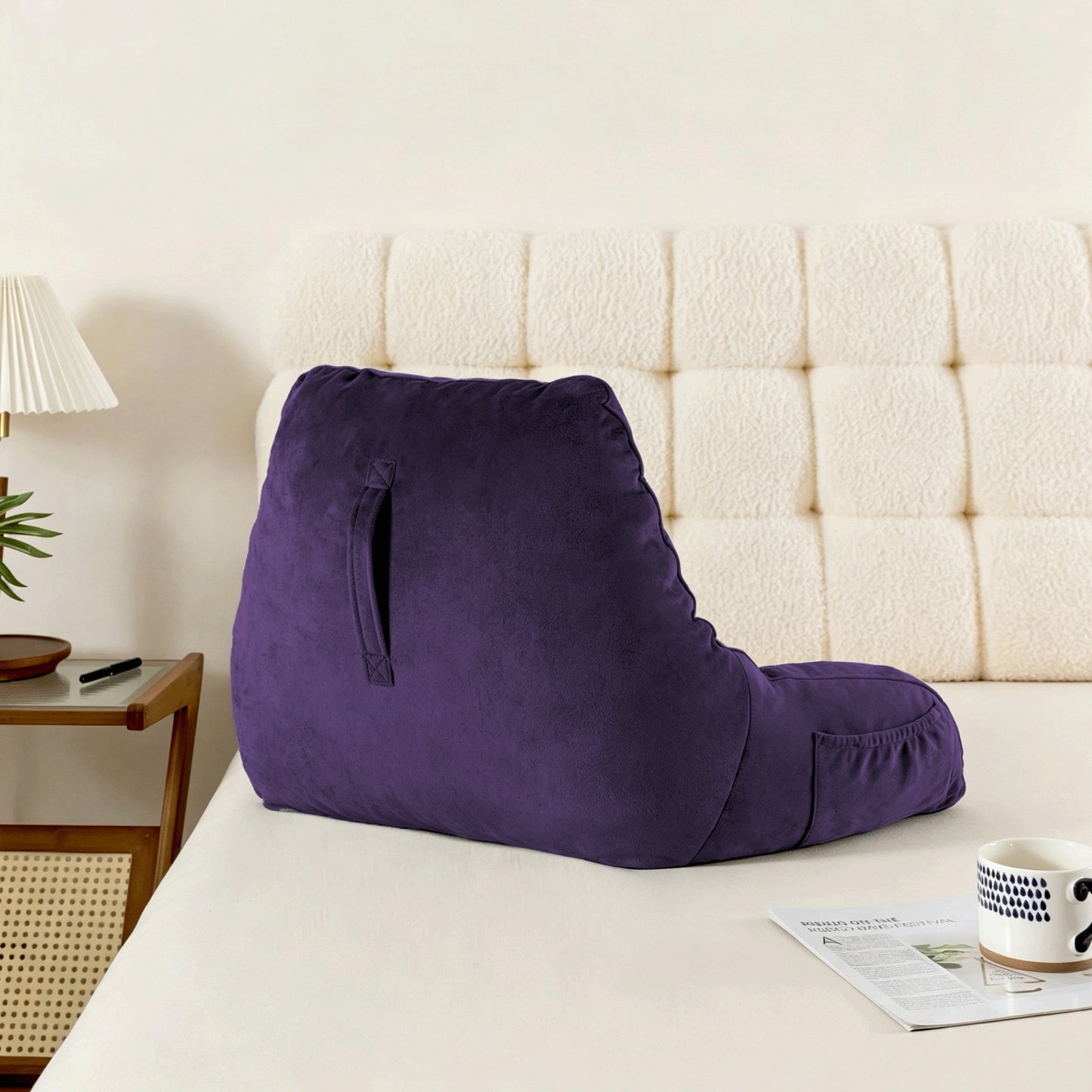 Bedtreat Backrest Reading Pillow, Back Support Pillow with Handrail, Detachable on Both Sides, Specially Designed for Reading and Relaxation（Underworld)