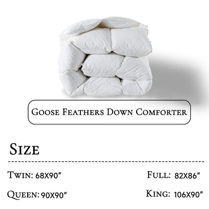 BedTreat Goose Feather Down Comforter , Luxury Hotel Bedding Comforter All Season Duvet Insert, Medium Warmth 100% Cotton Cover with Corner Tabs