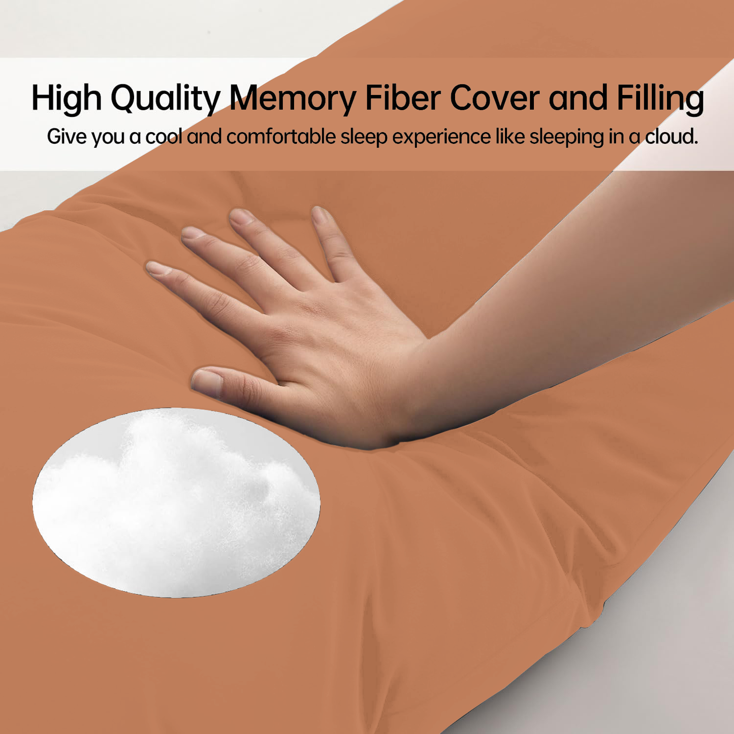 BedTreat Full Body Pillow Insert with Pillowcase for Adults,Long&Fluffy Pillow for Side Sleeper,Soft&Breathable (20X54,Orange)