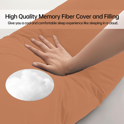 BedTreat Full Body Pillow Insert with Pillowcase for Adults,Long&Fluffy Pillow for Side Sleeper,Soft&Breathable (20X54,Orange)