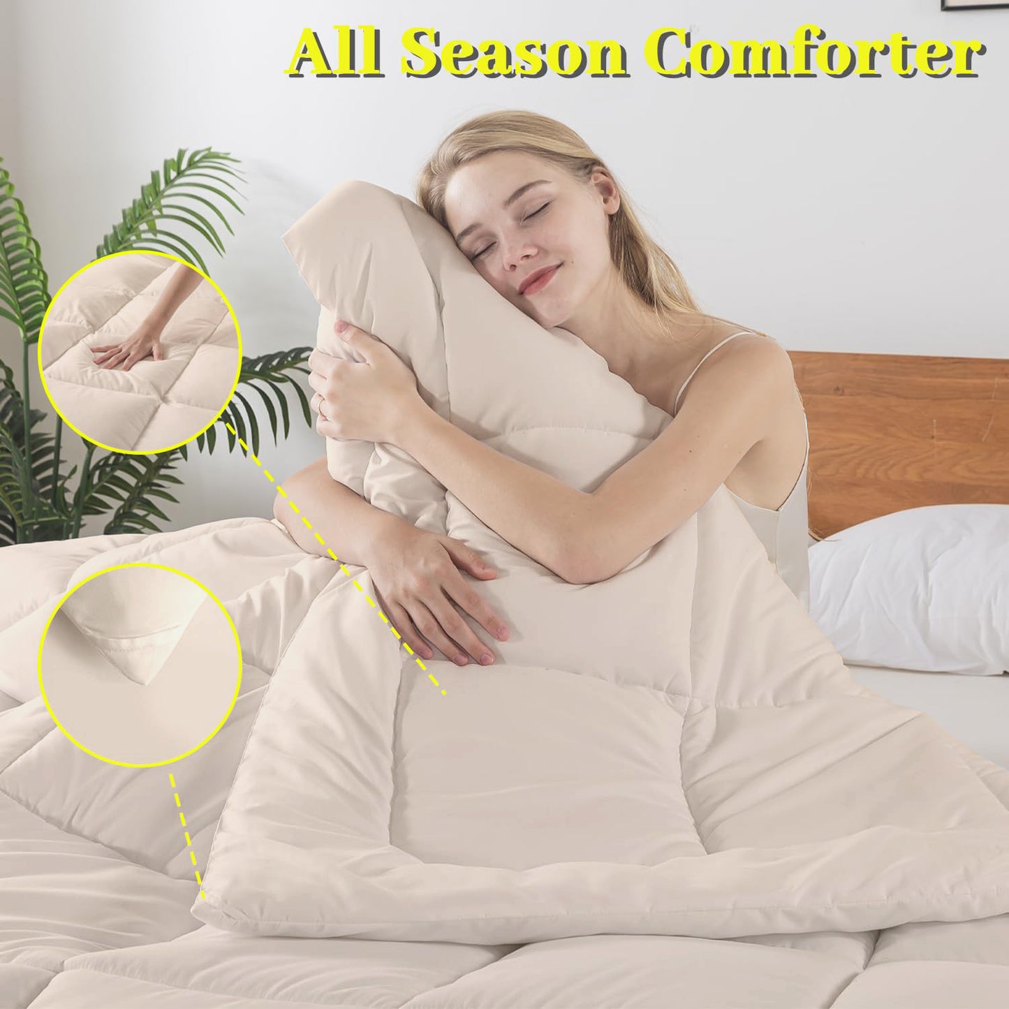 BedTreat Down Alternative Comforter with Corner Tabs - All Season Quilted 240 GSM Sand Dollar Comforter, Machine Washable Microfiber Bedding