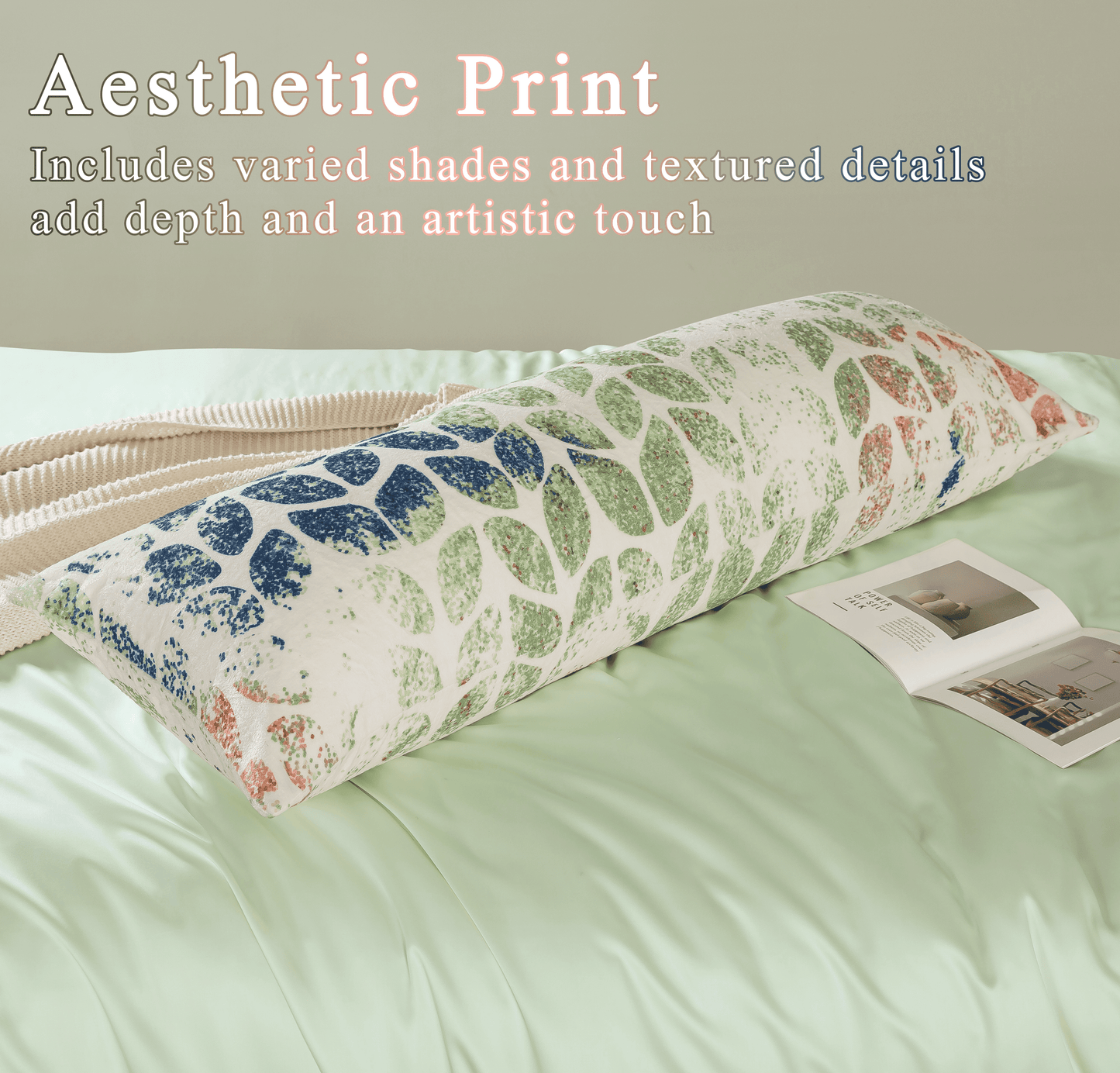 BedTreat Body Pillow with patterned pillowcase, Fluffy Body Pillow for Adults, Removable cover, Sangay , Multicolor (20"x54")