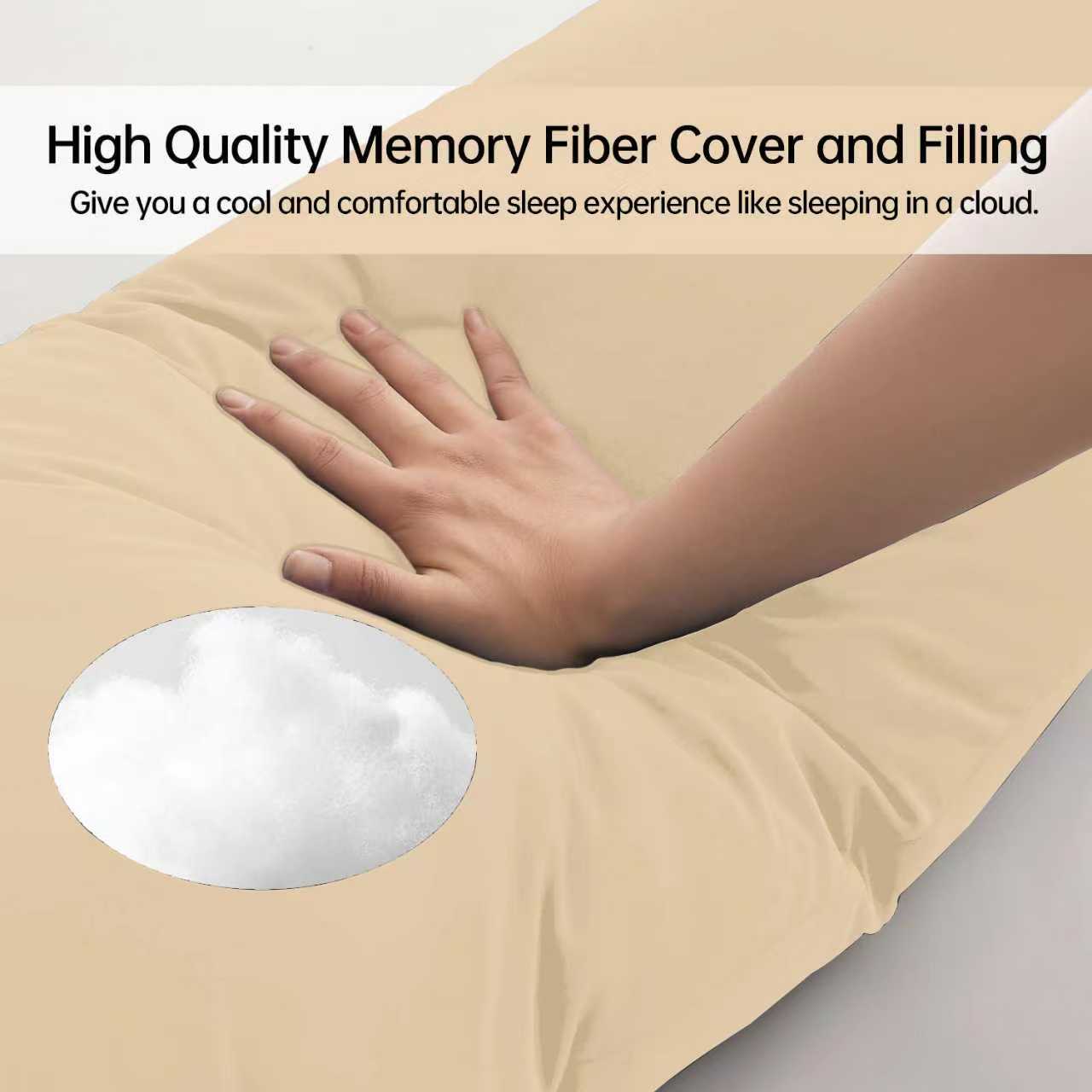 BedTreat Full Body Pillow Insert with Pillowcase for Adults,Long&Fluffy Pillow for Side Sleeper,Soft&Breathable (20X54,Beige)