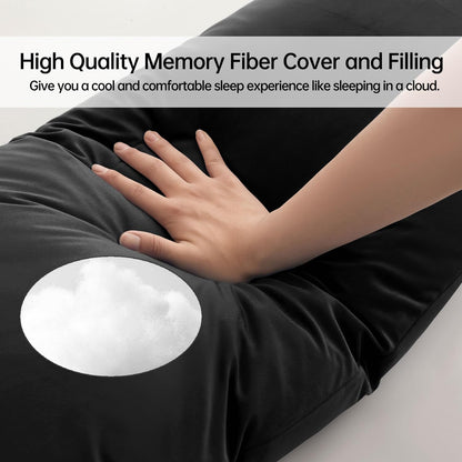 BedTreat Full Body Pillow Insert with Pillowcase for Adults,Long&Fluffy Pillow for Side Sleeper,Soft&Breathable (20X54,Black)