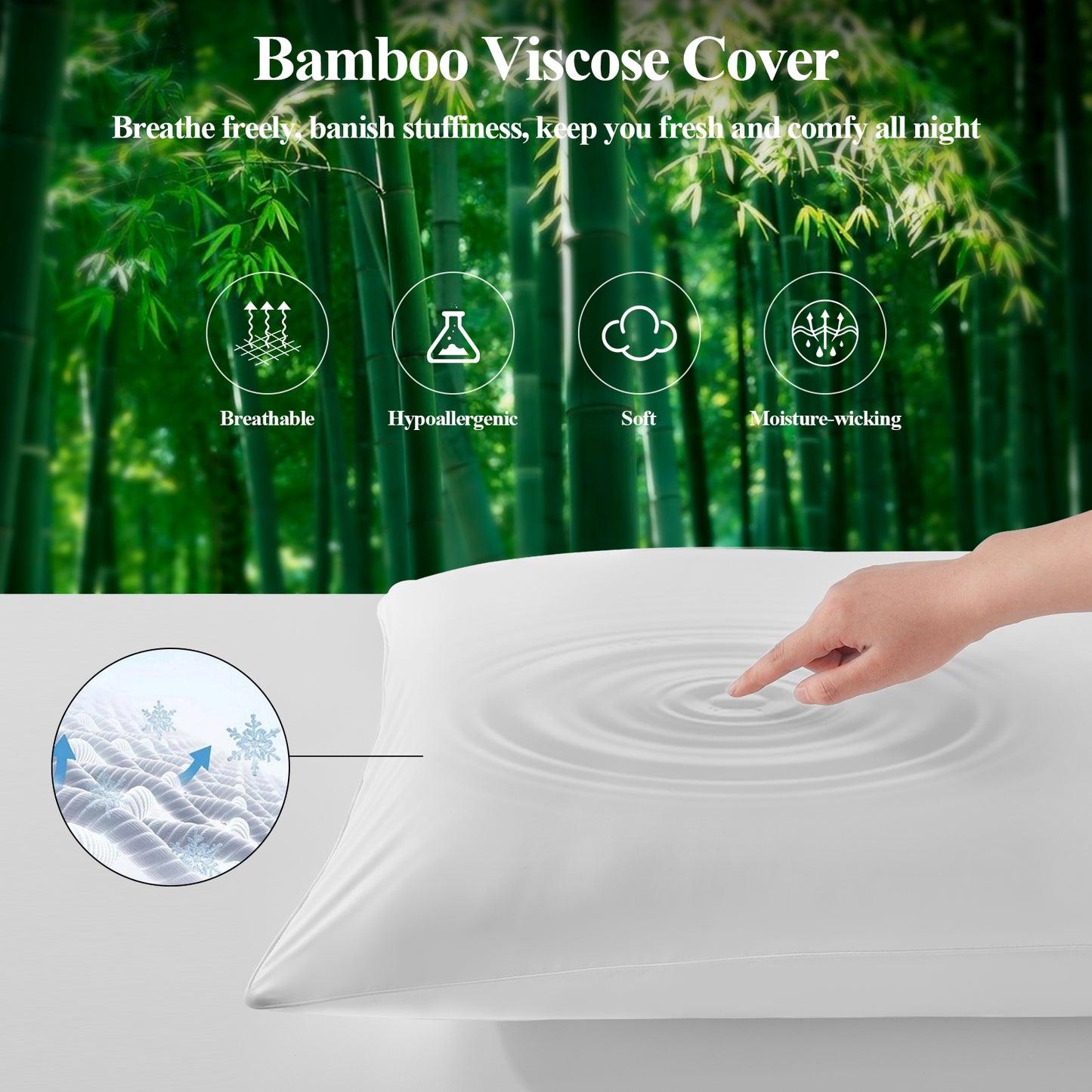 BedTreat Full Cooling Body Pillow for Adults -  Soft & Hypoallergenic Body Support for Side Sleepers - Durable &  Machine Washable with Reversible Cooling Cover（20 X 54, White)