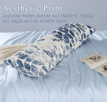 BedTreat Body Pillow with patterned pillowcase, Fluffy Body Pillow for Adults, Removable cover, Sangay , Blue (20"x54")