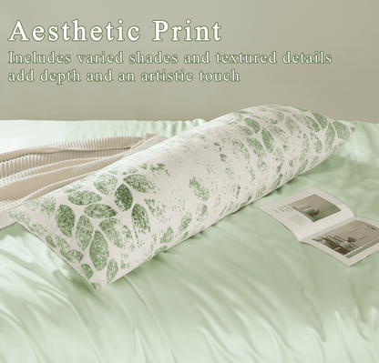 BedTreat Body Pillow with patterned pillowcase, Fluffy Body Pillow for Adults, Removable cover, Sangay , Green (20"x54")