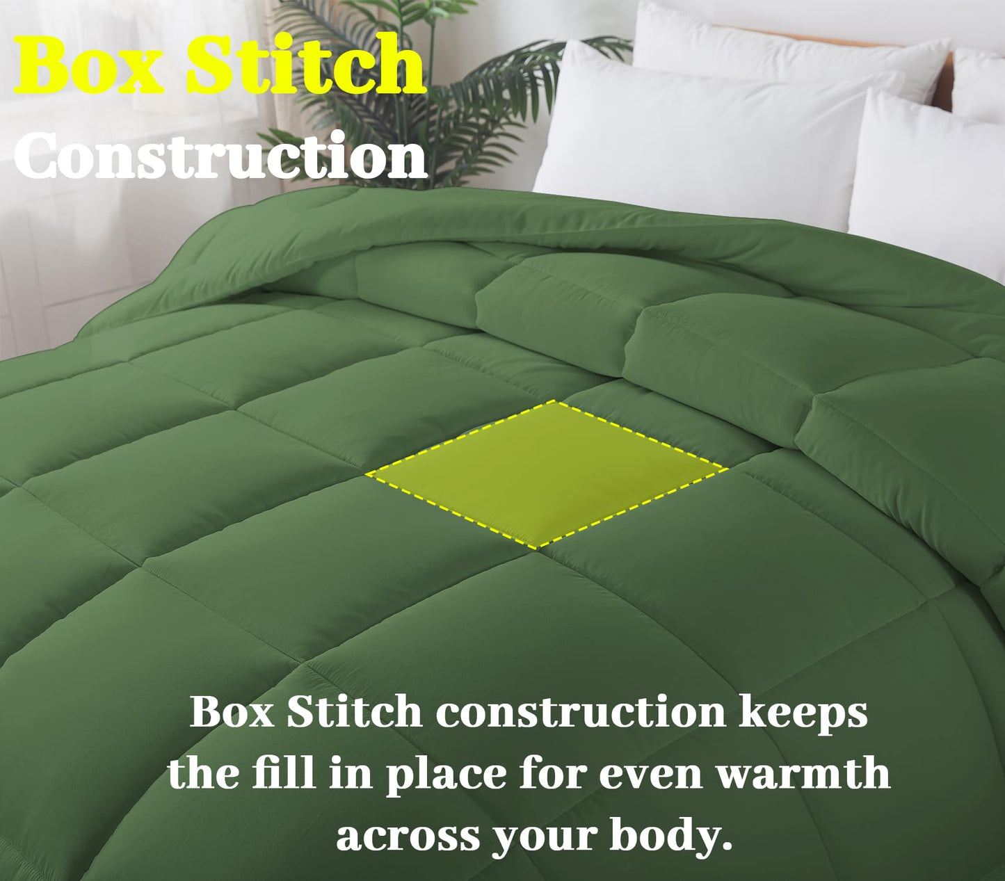 BedTreat Down Alternative Comforter with Corner Tabs - All Season Quilted 240 GSM Green Comforter, Machine Washable Microfiber Bedding