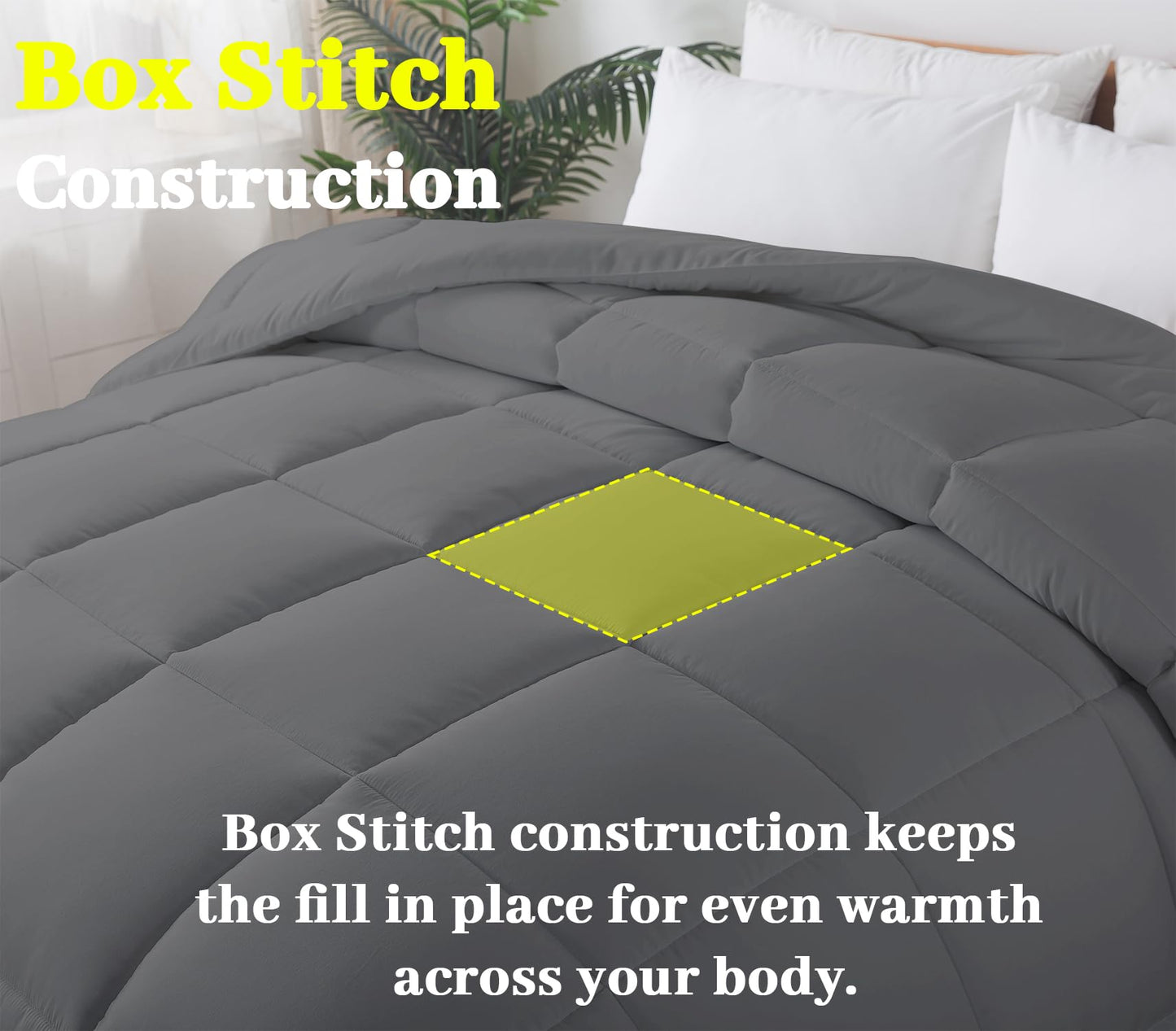 BedTreat Down Alternative Comforter with Corner Tabs - All Season Quilted 240 GSM Grey Comforter, Machine Washable Microfiber Bedding