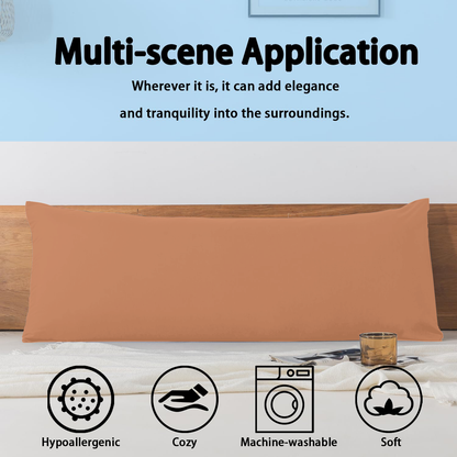 BedTreat Full Body Pillow Insert with Pillowcase for Adults,Long&Fluffy Pillow for Side Sleeper,Soft&Breathable (20X54,Orange)