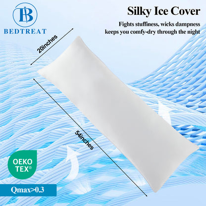 BedTreat Full Cooling Body Pillow for Adults -  Soft & Hypoallergenic Body Support for Side Sleepers - Durable &  Machine Washable with Reversible Cooling Cover（20 X 54, White)