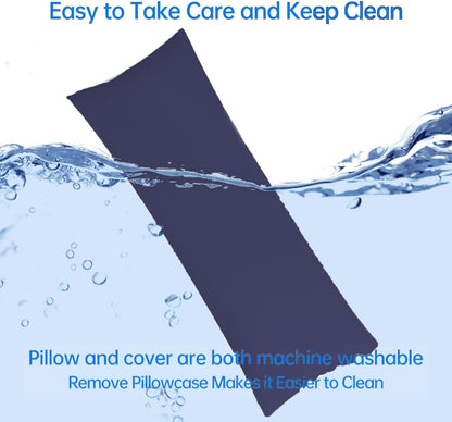 BedTreat Full Body Pillow Insert with Pillowcase for Adults,Long&Fluffy Pillow for Side Sleeper,Soft&Breathable (20X54,Blue)