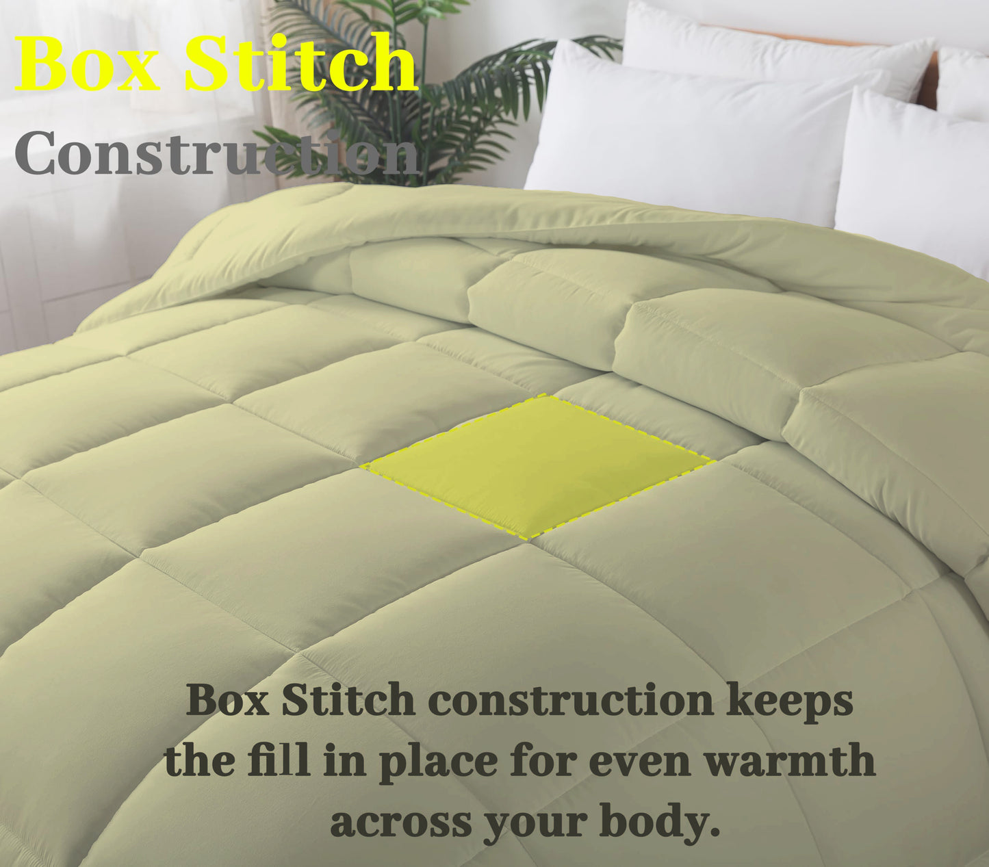 BedTreat Down Alternative Comforter with Corner Tabs - All Season Quilted 240 GSM Light Green Comforter, Machine Washable Microfiber Bedding